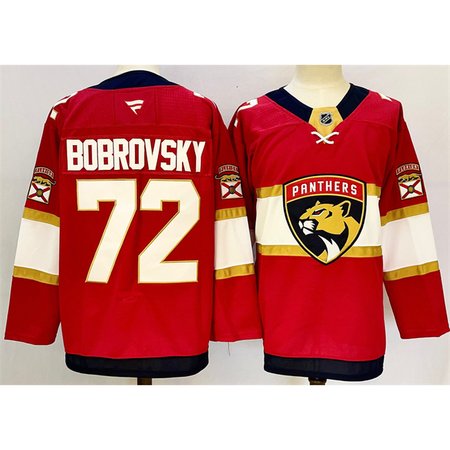 Men's Florida Panthers #72 Sergei Bobrovsky Red 2024-25 Home Stitched Hockey Jersey