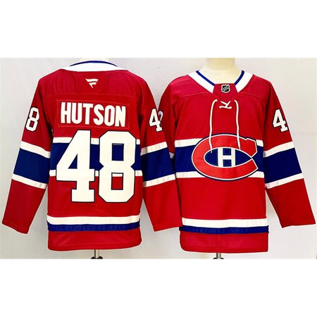Men's Montreal Canadiens #48 Lane Hutson Red 2024-25 Stitched Jersey