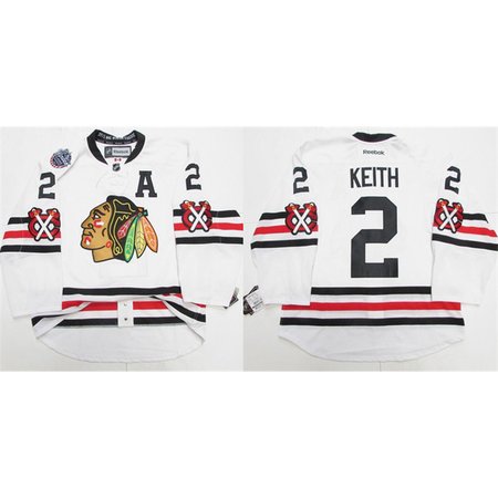 Men's Chicago Blackhawks #2 Duncan Keith White 2015 Winter Classic Stitched Hockey Jersey