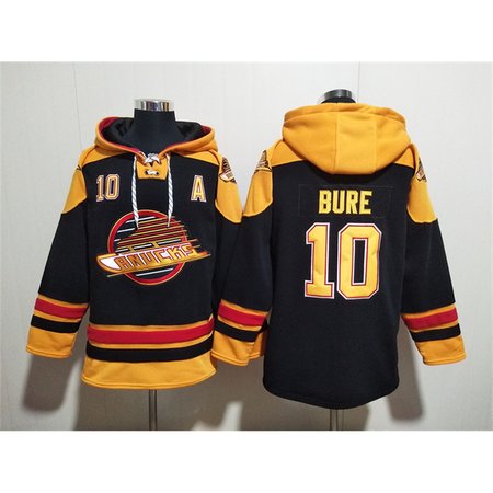 Men's Vancouver Canucks #10 Pavel Bure Black Ageless Must-Have Lace-Up Pullover Hoodie