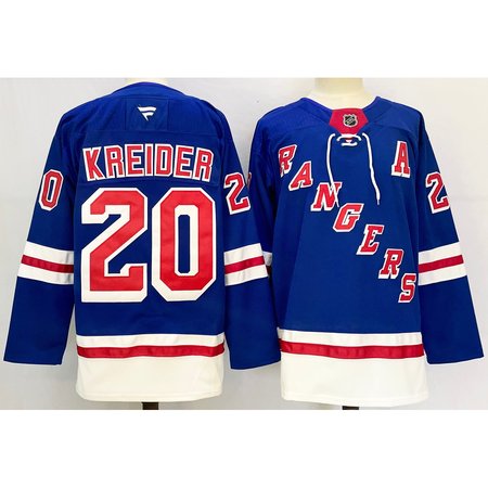 Men's New York Rangers #20 Chris Kreider Royal 2024-25 Home With A Patch Stitched Hockey Jersey