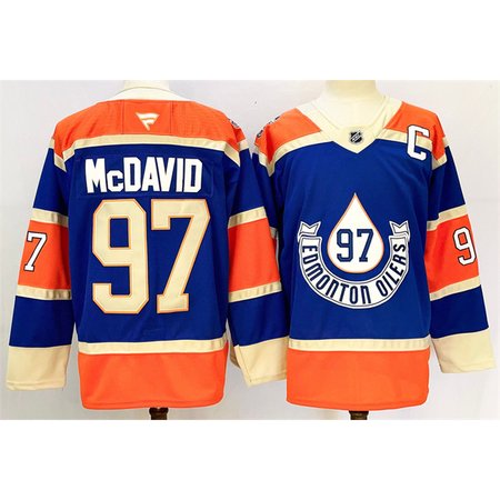 Men's Edmonton Oilers #97 Connor McDavid Royal 2024-25 With C Patch Heritage Classic Primegreen Stitched Jersey