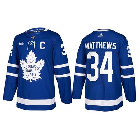 Men's Toronto Maple Leafs #34 Auston Matthews Blue With C & Milk Patch Stitched Jersey