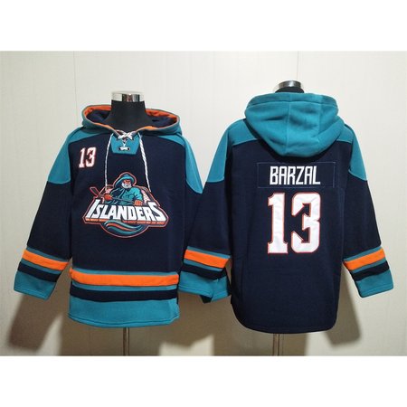 Men's New York Islanders Customized Black Ageless Must-Have Lace-Up Pullover Hoodie