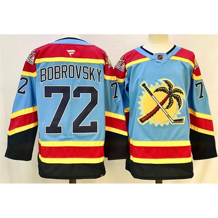 Men's Florida Panthers #72 Sergei Bobrovsky Blue 2024-25 Reverse Retro Stitched Hockey Jersey