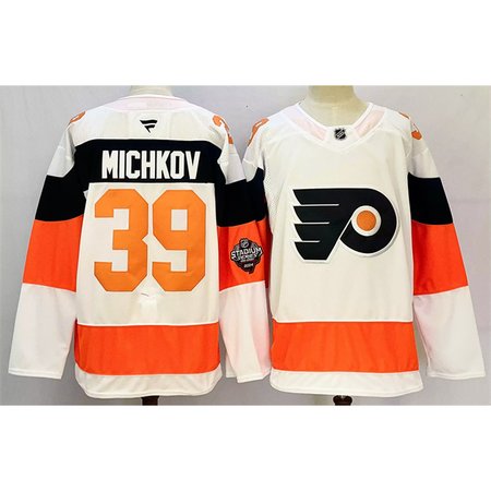 Men's Philadelphia Flyers #39 Matvei Michkov White 2024-25 With A Patch Stitched Jersey