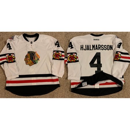 Men's Chicago Blackhawks #4 Niklas Hjalmarsson White Stitched Hockey Jersey