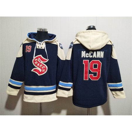 Men's Seattle Kraken #19 Jaden Schwartz Deep Sea Blue Lace-Up Pullover Hoodie