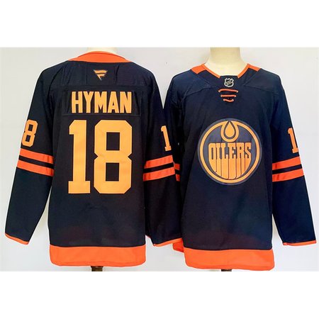 Men's Edmonton Oilers #18 Zach Hyman Navy 2024-25 Stitched Jersey