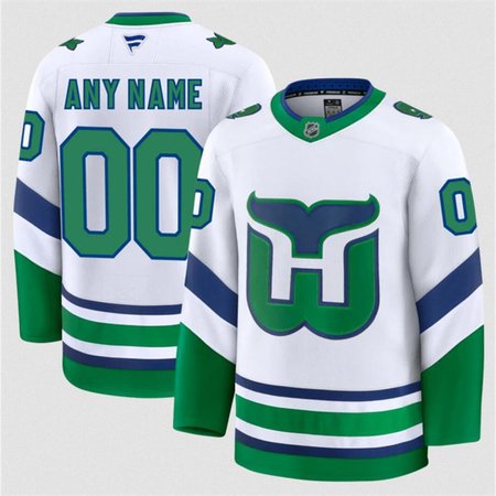 Men's Carolina Hurricanes Active Player Custom White 2024-25 Throwback Stitched Hockey Jersey