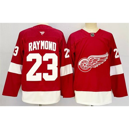 Men's Detroit Red Wings #23 Lucas Raymond Red 2024-25 Home Stitched Jersey