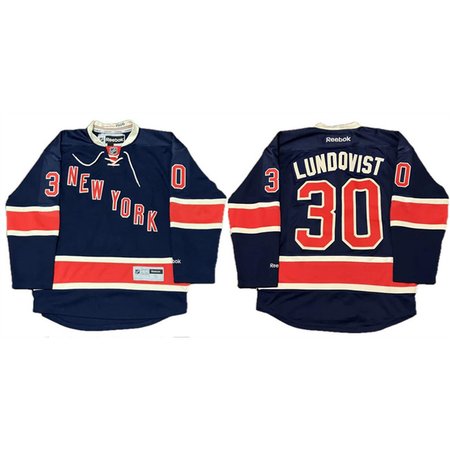 Men's New York Rangers #30 Henrik Lundqvist Navy Stitched Hockey Jersey