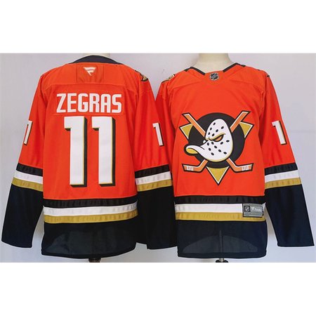 Men's Anaheim Ducks #11 Trevor Zegras Orange/Black 2024-25 Stitched Jersey