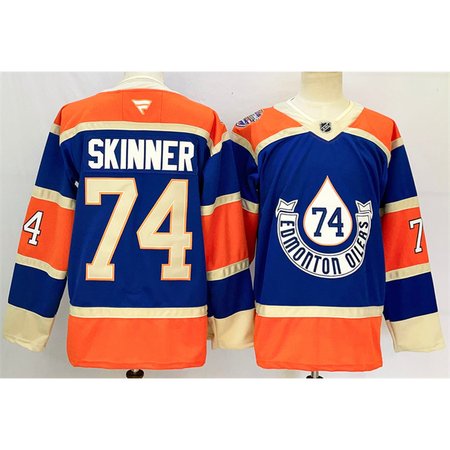 Men's Edmonton Oilers #74 Stuart Skinner Royal 2024-25 Heritage Classic Primegreen Stitched Jersey