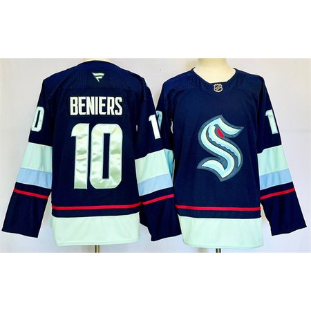 Men's Seattle Kraken #10 Matty Beniers Navy 2024-25 Home Stitched Hockey Jersey