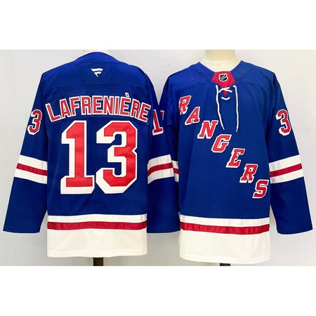 Men's New York Rangers #13 Alexis Lafreniere Royal 2024-25 Home With A Patch Stitched Hockey Jersey