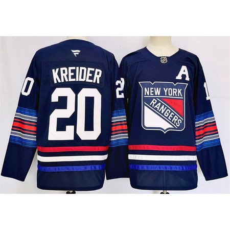 Men's New York Rangers #20 Chris Kreider Navy 2024-25 Stitched Jersey