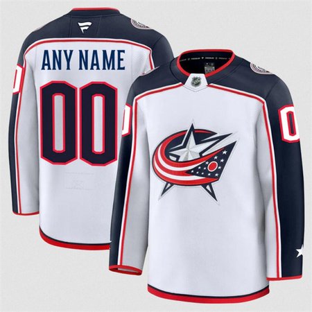 Men's Columbus Blue Jackets Active Player Custom White 2024-25 Away Stitched Hockey Jersey
