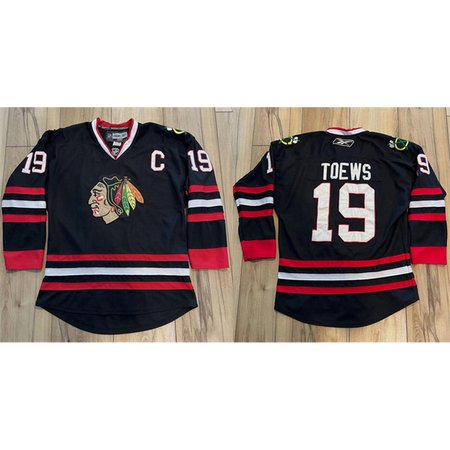 Men's Chicago Blackhawks #19 Jonathan Toews Black Stitched Hockey Jersey