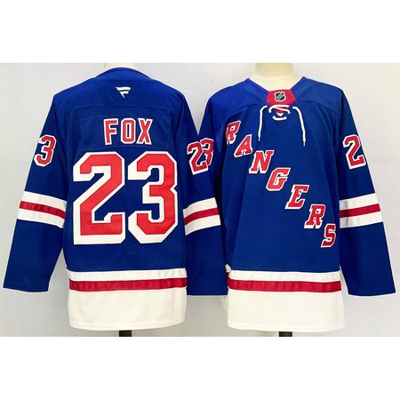 Men's New York Rangers #23 Adam Fox Royal 2024-25 Home With A Patch Stitched Hockey Jersey