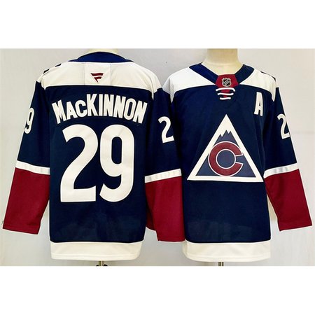 Men's Colorado Avalanche #29 Nathan MacKinnon Navy 2024-25 Alternate With A Patch Stitched Jersey
