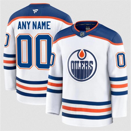 Men's Edmonton Oilers Active Player Custom White 2024-25 Away Stitched Hockey Jersey