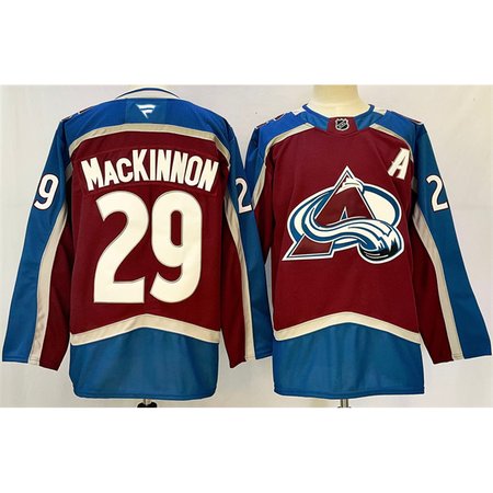 Men's Colorado Avalanche #29 Nathan MacKinnon Burgundy 2024-25 Home With Patch Stitched Jersey