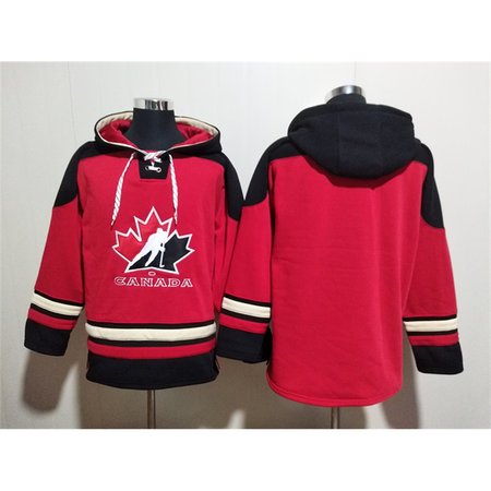 Men's Team Canada Red/Black Ageless Must-Have Lace-Up Pullover Hoodie