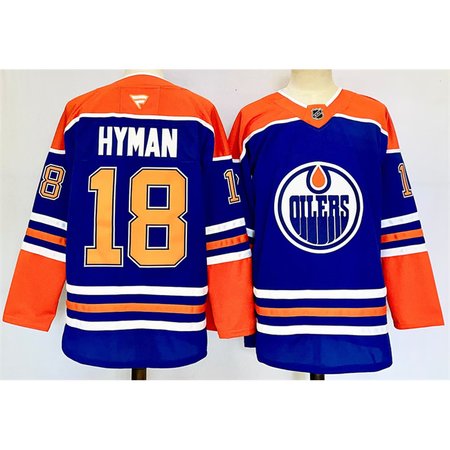 Men's Edmonton Oilers #18 Zach Hyman Royal 2024-25 Stitched Jersey