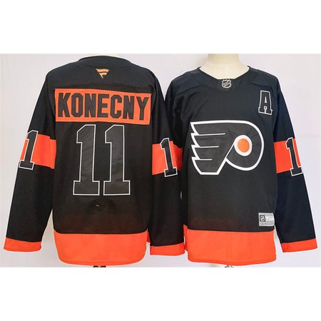 Men's Philadelphia Flyers #11 Travis Konecny Black 2024 Stitched Jersey