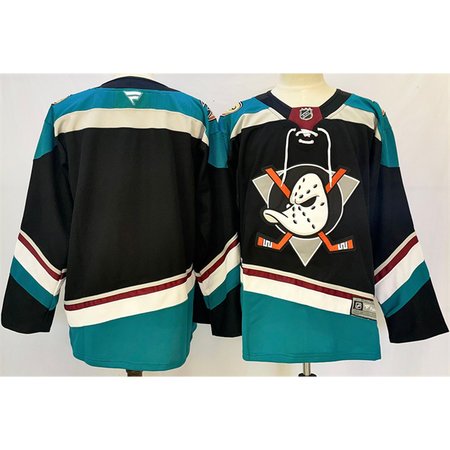 Men's Anaheim Ducks Blank Black/Teal 2024-25 Stitched Jersey