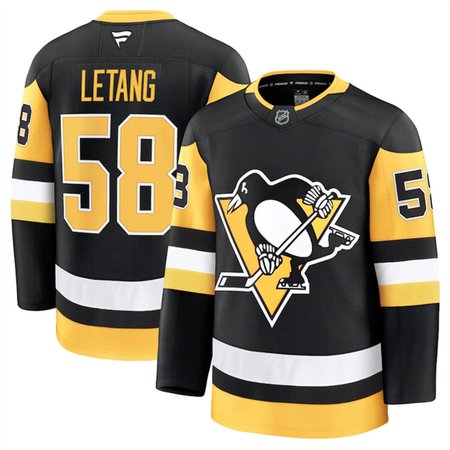 Men's Pittsburgh Penguins #58 Kris Letang Black 2024-25 Home Stitched Hockey Jersey