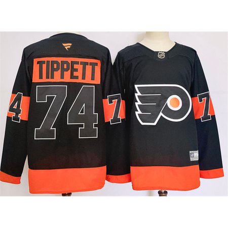 Men's Philadelphia Flyers #74 Owen Tippett Black 2024 Stitched Jersey