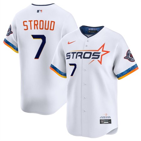 Men's Houston Astros #7 C.J. Stroud White 2025 City Connect Limited Stitched Baseball Jersey