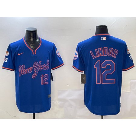 Men's New York Mets #12 Francisco Lindor Royal 2025 Spring Training Stitched Baseball Jersey