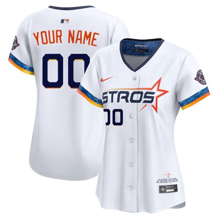 Women's Houston Astros Custom White 2025 City Connect Limited Stitched Baseball Jersey