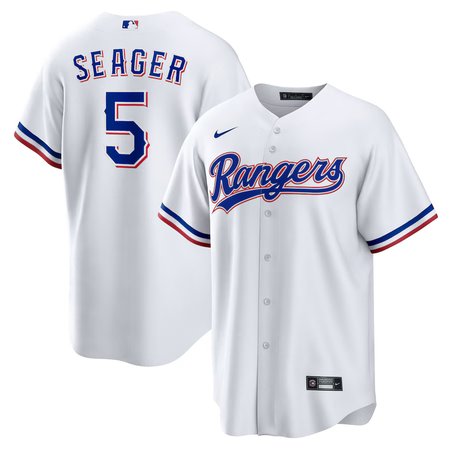 Men's Texas Rangers #5 Corey Seager White Cool Base Stitched Baseball Jersey