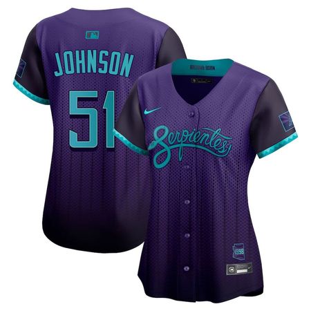 Women's Arizona Diamondbacks #51 Randy Johnson Nike Purple 2025 City Connect Limited Player Jersey