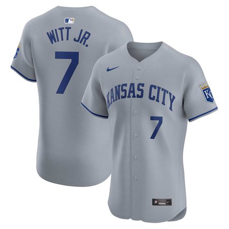 Men's Kansas City Royals #7 Bobby Witt Jr. Nike Gray Road Elite Player Jersey