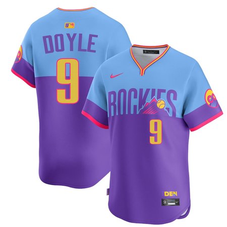 Men's Colorado Rockies #9 Brenton Doyle Nike Purple/Light Blue 2025 City Connect Elite Player Jersey