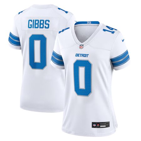 Women's Detroit Lions #0 Jahmyr Gibbs White 2025 F.U.S.E. Vapor Limited Stitched Jersey