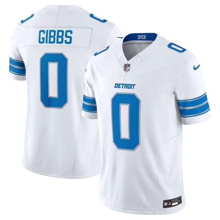 Men's Detroit Lions #0 Jahmyr Gibbs White 2025 F.U.S.E. Vapor Limited Stitched Jersey