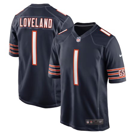Men's Chicago Bears #1 Colston Loveland Nike Navy 2025 NFL Draft First Round Pick Game Jersey