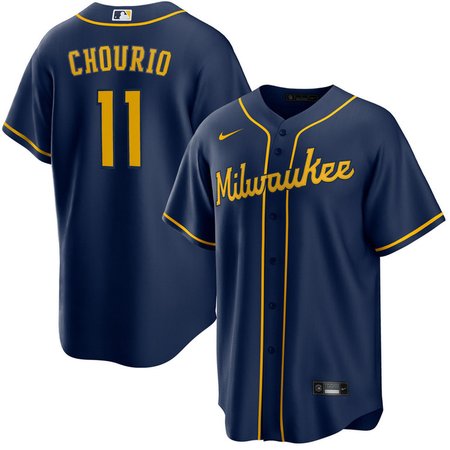 Men's Milwaukee Brewers #11 Jackson Chourio Nike Navy Home Replica Jersey