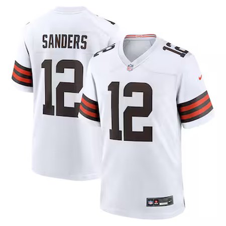 Men's Cleveland Browns #12 Shedeur Sanders Nike White 2025 NFL Draft Game Jersey