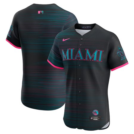 Men's Miami Marlins Nike Black 2025 City Connect Elite Jersey