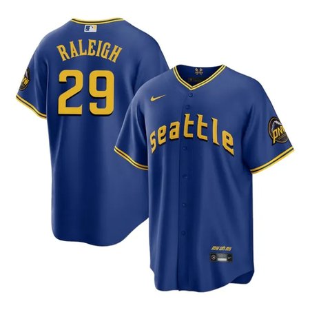 Men's Seattle Mariners #29 Cal Raleigh Nike Blue Home Replica Jersey