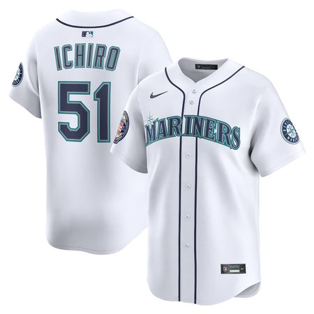 Men's Seattle Mariners #51 Ichiro Suzuki Nike White 2025 National Baseball Hall of Fame Nike Home Limited Player Jersey