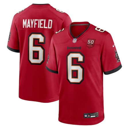 Men's Tampa Bay Buccaneers #6 Baker Mayfield Nike Red 50th Anniversary Game Jersey
