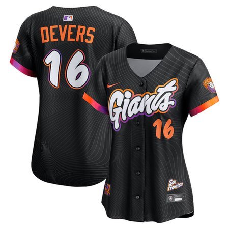 Women's San Francisco Giants #16 Rafael Devers Nike Black 2025 City Connect Limited Player Jersey